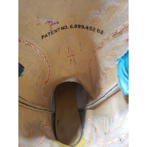 Justin Women’s Yellow/Teal Square Toe Leather Boots Style L2672 Size 7B - Picture 11 of 11